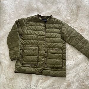Everlane Olive Quilted Snap-Front Jacket